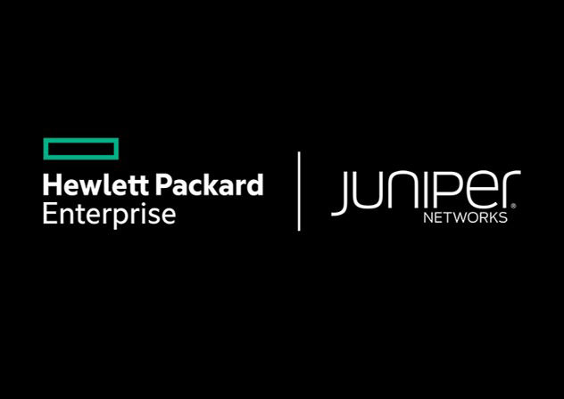 Hewlett Packard Enterprise (HPE) and Juniper Networks logos side by side.
